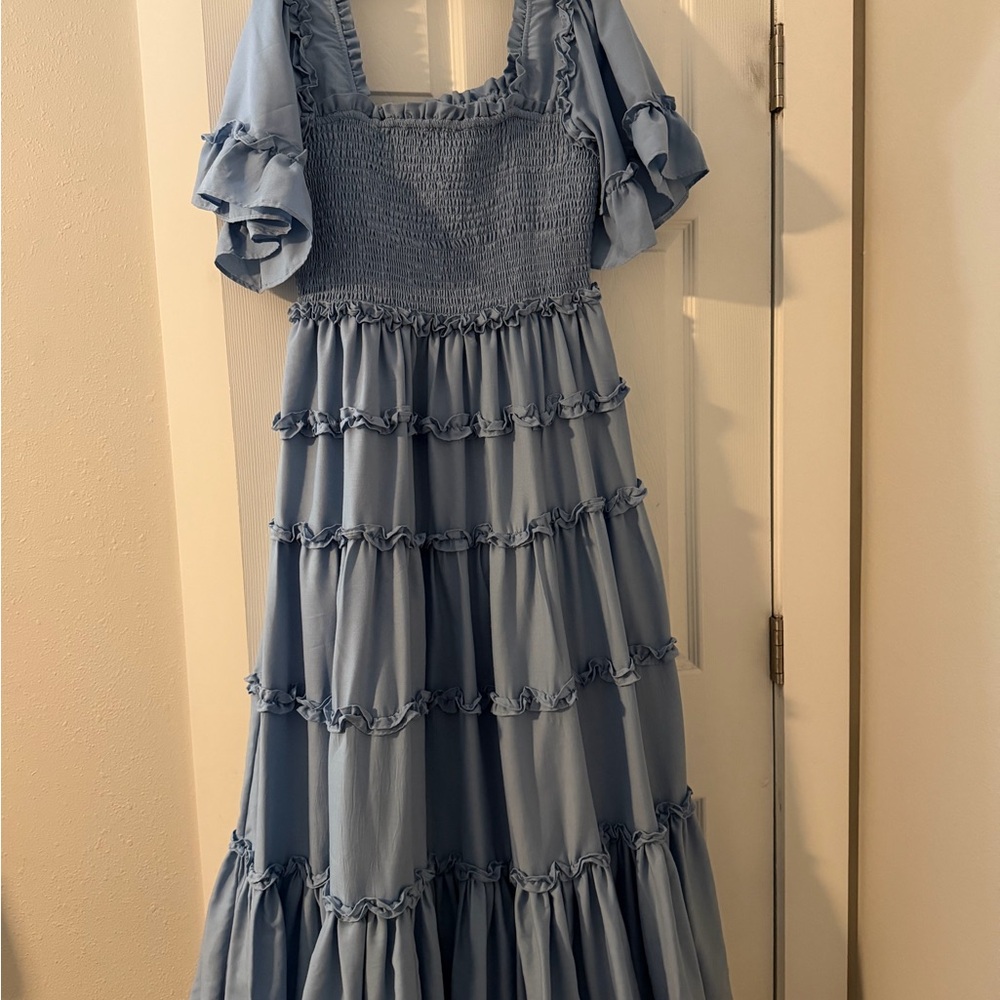 JessaKae Light Blue Smocked Dress